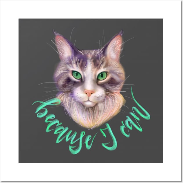 Maine Coon Cat with Green Eyes Wall Art by meridiem